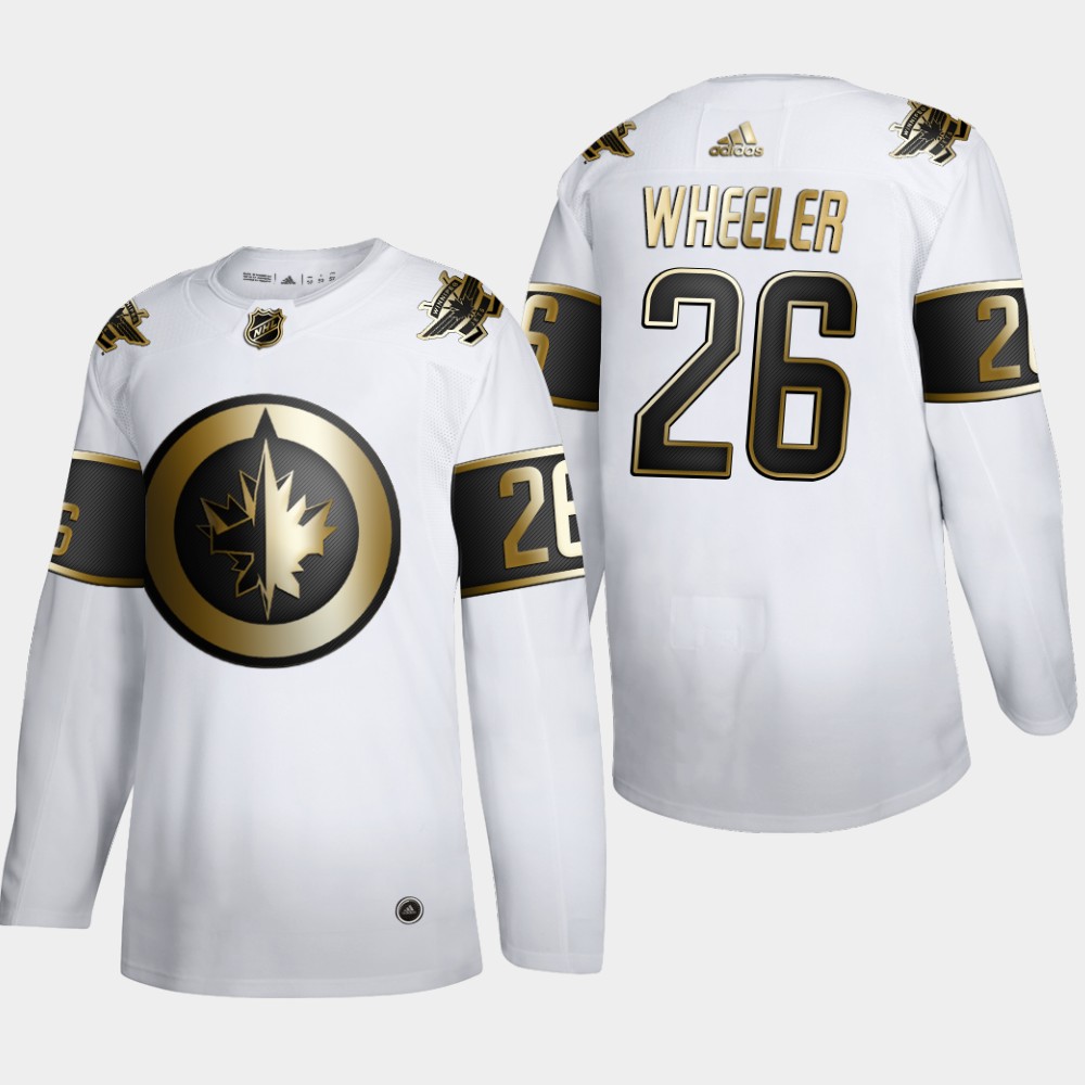 Cheap Men Winnipeg Jets 26 Blake Wheeler Adidas White Golden Edition Limited Stitched NHL Jersey